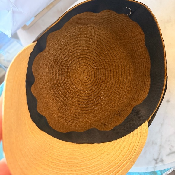 Vintage Two-Tone Straw Hat with Black Ribbon - Picture 7 of 14